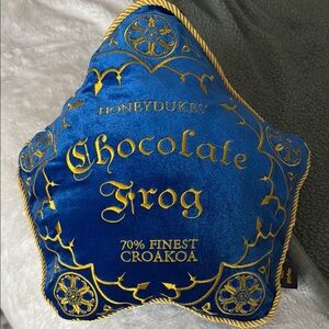 Blue and Gold Decorative Pillow, Harry Potter Chocolate Frog Plush and Pillow